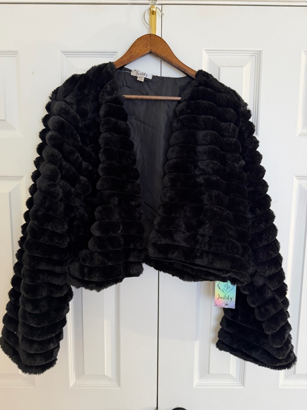 Black Faux Fur Cropped Jacket